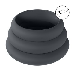 Wide O Silicone Cockring Set of 3 - S/M/L - Black