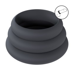 Wide O Silicone Cockring Set of 3 - L/XL/XXL - Black