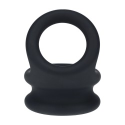 Wide Double O Silicone Cockring - L - Black
