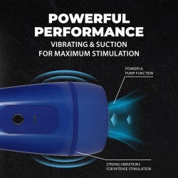Pulsar - Negative Pressure Suction and Vibration Masturbator Pump - Metallic Blue