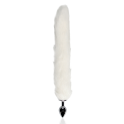 Fox Tail with Metal Butt Plug - White