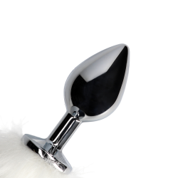 Fox Tail with Metal Butt Plug - White