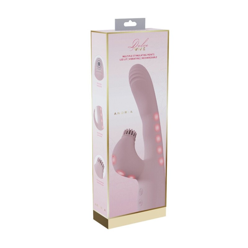 Andria - G-Spot Vibrating and Tap Clit Stimulator with LED - Pink