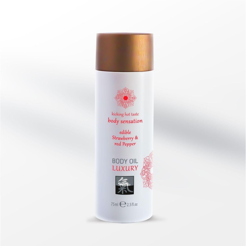 Shiatsu Luxury Body oil edible  - Strawberry & Red Pepper 75ml