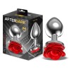 Metal Anal Plug with Red Rose Base - Size M