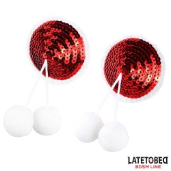Nipple Pasties with Red Sequin Pom-Pom