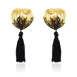 Heart Nipple Cover with Gold Sequins