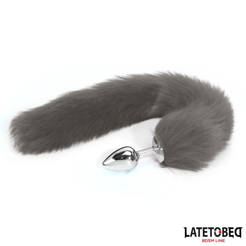 Anal plug with tail Gray 40 cm