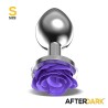 Metal Anal Plug with Purple Rose Base - Size S