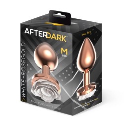 Rosegold Metal Anal Plug with White Rose Base - Size M