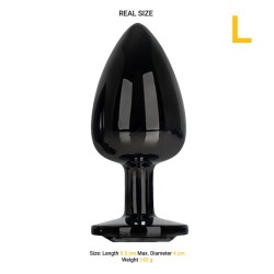 Blackgem Metalic Butt Plug with Black Jewel Size L