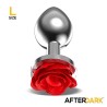 Silver Metal Anal Plug with Red Rose Base Size L