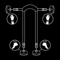 FETISH SUBMISSIVE - MASTER POSITION WITH 4 NOPRENE-LINED HANDCUFFS