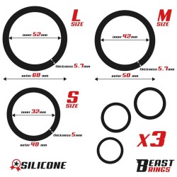 Set of 3 Penis Rings Silicone S, M and L