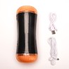 Velvet Touch masturbator z wibracją dwustronny wagina anus  cyberskóra ładowany usb czarny