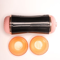 Velvet Touch masturbator z wibracją dwustronny wagina anus  cyberskóra ładowany usb czarny