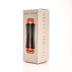 Velvet Touch masturbator z wibracją dwustronny wagina anus  cyberskóra ładowany usb czarny