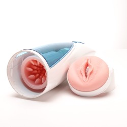 Velvet Touch masturbator z wibracją rotujący plus ruch góra dół wagina cyberskóra ładowany usb biały
