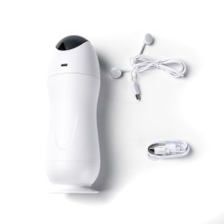 Velvet Touch masturbator z wibracją wagina cyberskóra ładowany usb biały