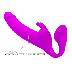 Party Up strap-on wibracje ładowany usb kolor fioletowy Oliver