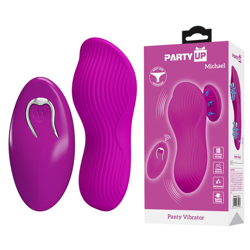 Party Up stymulator łechtaczki silikonowy  sterowany bezprzewodowo ładowany usb kolor fioletowy Michael