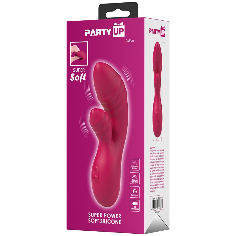 Party Up wibrator silikonowy typ króliczek ładowany usb kolor różowy Dalida