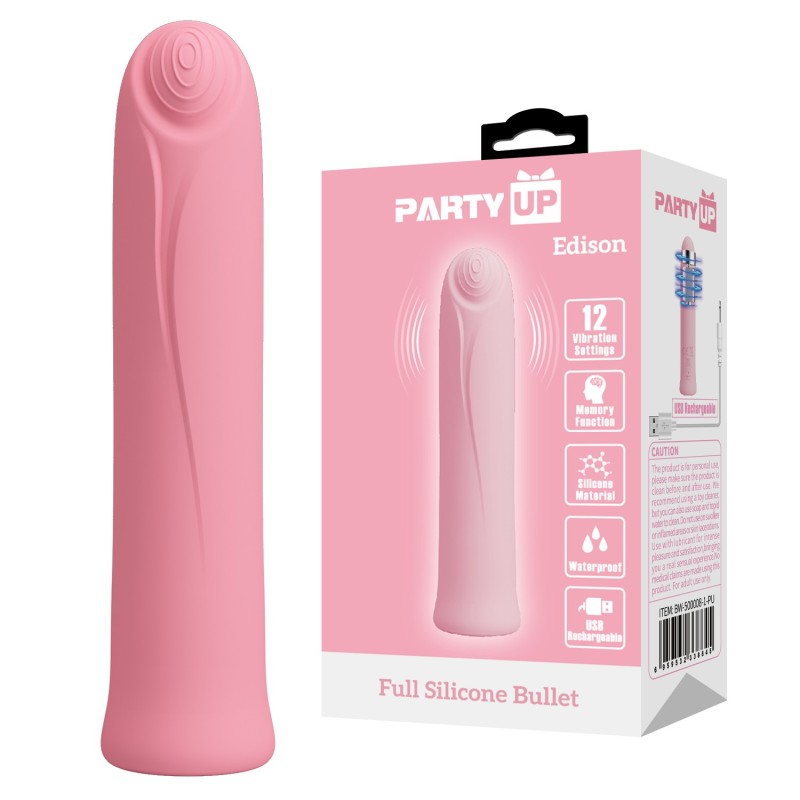 Party Up wibrator mini typ bullet ładowany usb kolor pudrowy róż Edison