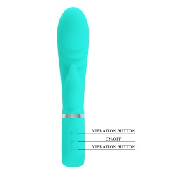 Party Up wibrator silikonowy typ króliczek ładowany usb kolor turkusowy Edward