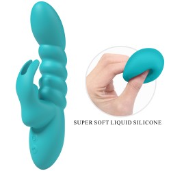 Party Up wibrator silikonowy typ króliczek ładowany usb kolor turkusowy Bryunlun