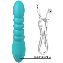 Party Up wibrator silikonowy typ króliczek ładowany usb kolor turkusowy Bryunlun