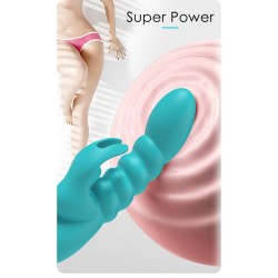 Party Up wibrator silikonowy typ króliczek ładowany usb kolor turkusowy Bryunlun