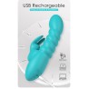 Party Up wibrator silikonowy typ króliczek ładowany usb kolor turkusowy Bryunlun