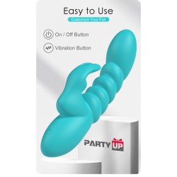 Party Up wibrator silikonowy typ króliczek ładowany usb kolor turkusowy Bryunlun