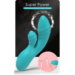 Party Up wibrator silikonowy typ króliczek ładowany usb kolor turkusowy Dalida