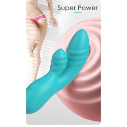 Party Up wibrator silikonowy typ króliczek ładowany usb kolor turkusowy Dalida