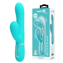 Party Up wibrator silikonowy typ króliczek ładowany usb kolor turkusowy Paul
