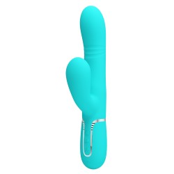 Party Up wibrator silikonowy typ króliczek ładowany usb kolor turkusowy Paul