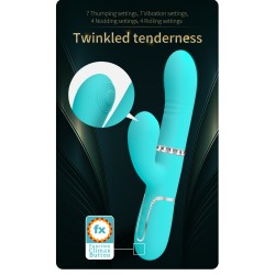 Party Up wibrator silikonowy typ króliczek ładowany usb kolor turkusowy Paul