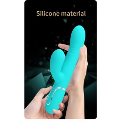 Party Up wibrator silikonowy typ króliczek ładowany usb kolor turkusowy Paul