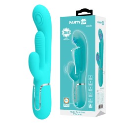 Party Up wibrator silikonowy typ króliczek ładowany usb kolor turkusowy Andy