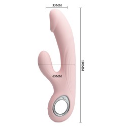 Party Up wibrator silikonowy typ króliczek ładowany usb kolor pudrowy różowy Dave