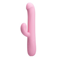 Party Up wibrator silikonowy typ króliczek ładowany usb kolor pudrowy różowy Dean