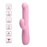 Party Up wibrator silikonowy typ króliczek ładowany usb kolor pudrowy różowy Dean