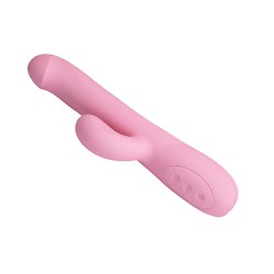 Party Up wibrator silikonowy typ króliczek ładowany usb kolor pudrowy różowy Dean