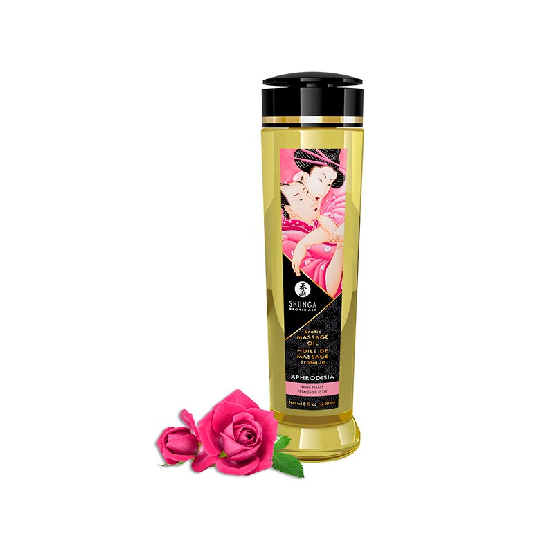 Shunga massage oil aphrodisia rose petals