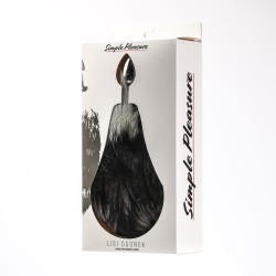 Simple Pleasure korek analny stalowy srebrny rozmiar s lisi ogonek czarny