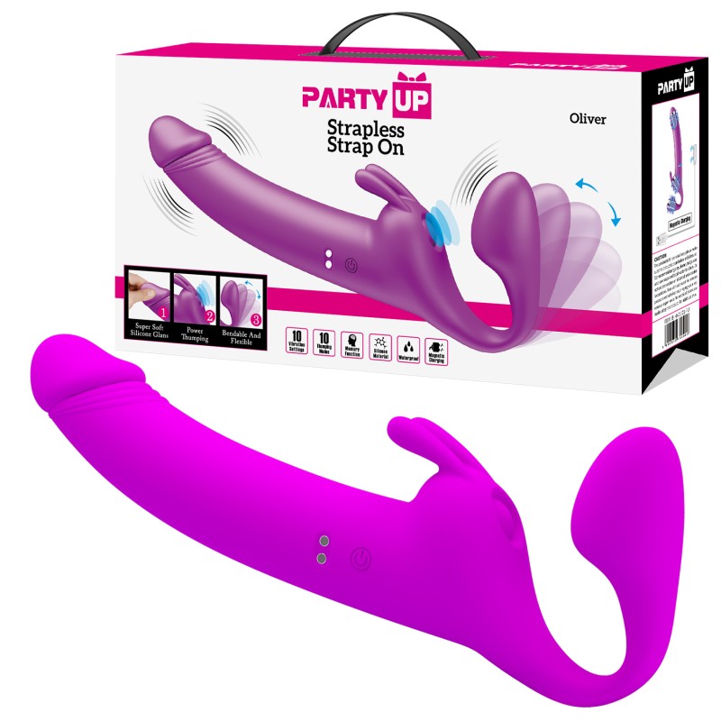 Party Up strap-on wibracje ładowany usb kolor fioletowy Oliver