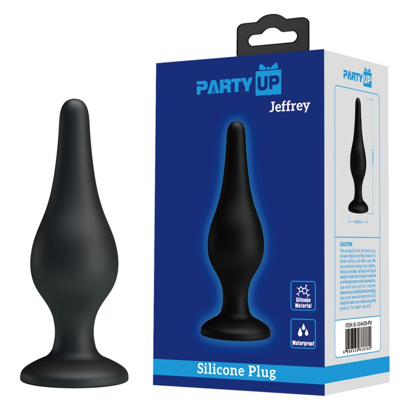 Party Up korek analny silikonowy długi smukły kolor czarny Jeffrey