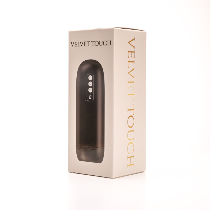 Velvet Touch masturbator z wibracją ssaniem cyberskóra ładowany usb czarny