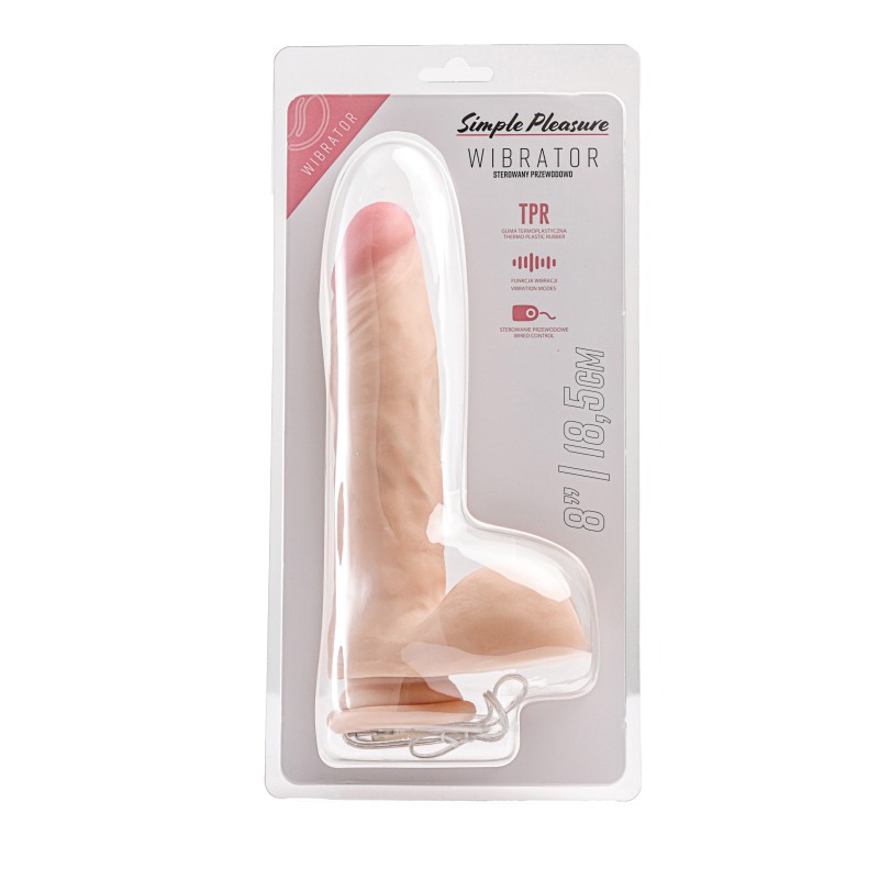 Simple Pleasure wibrator 7 trybów wibracji cyberskóra kolor cielisty 23 cm sterowany przewodowo
